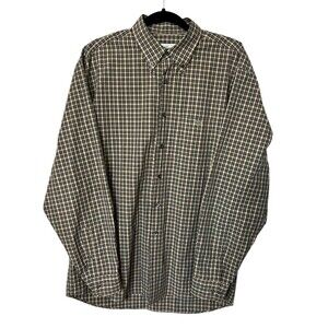 Lacoste Men's Button-Down Brown Plaid Long Sleeves Cotton Shirts Sz 32